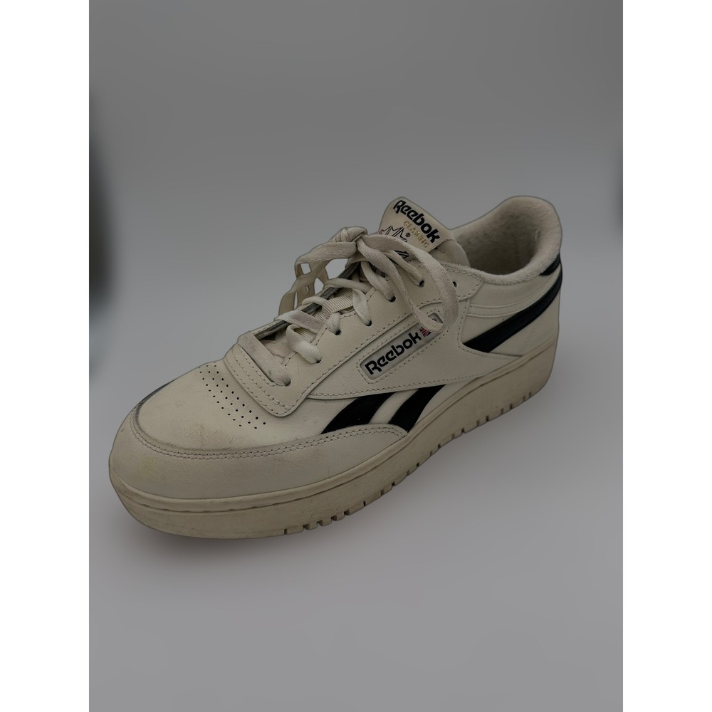 Reebok Classic‎ Club C Double Women Chalk Black White Platform Sneakers 10001077